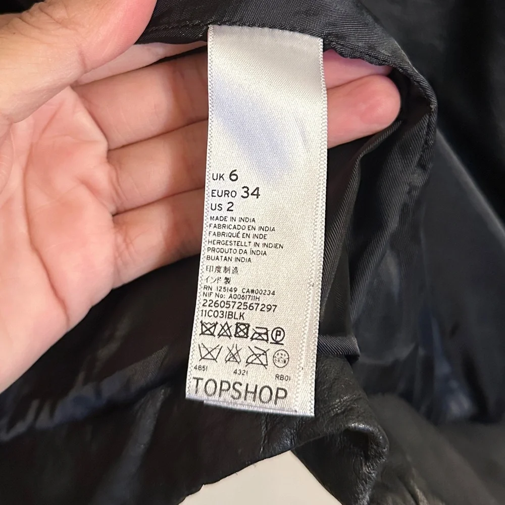 Topshop Sylvia Distressed Leather Vest Jacket, Black, Sz US 2/XS, NWOT - Picture 10 of 16